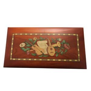 Sorrento Jewelry Box Vintage Italy Wooden Music Box Velvet Lined Guitar Mandolin